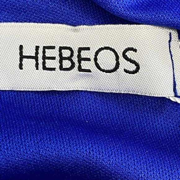 Hebeos Dress Womens 10 Blue Mini Satin Long Sleeve Formal Prom Party Dance NEW - Picture 2 of 16